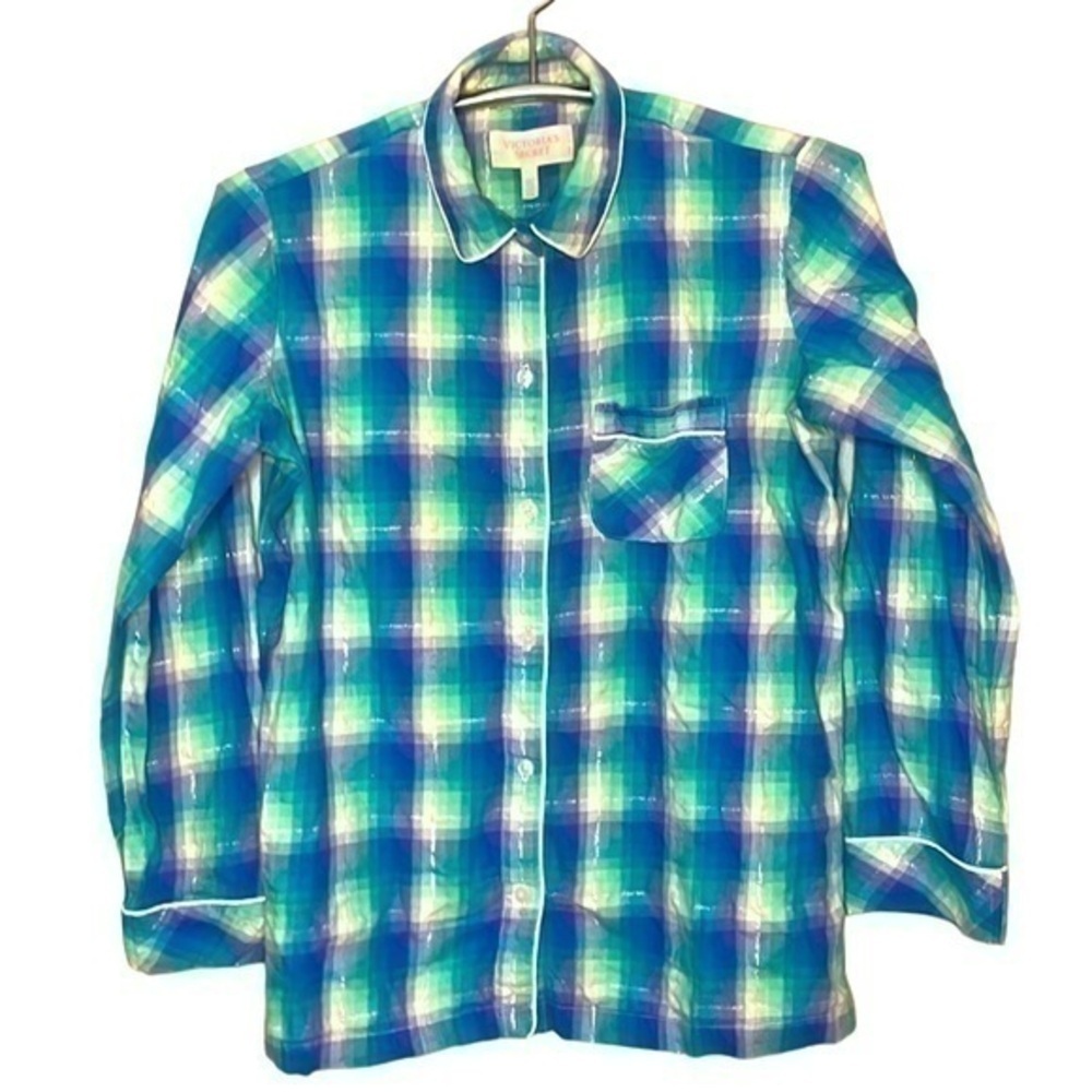 VICTORIA’S SECRET | Women’s Flannel Pattern Button Down Pajama Top Size SP